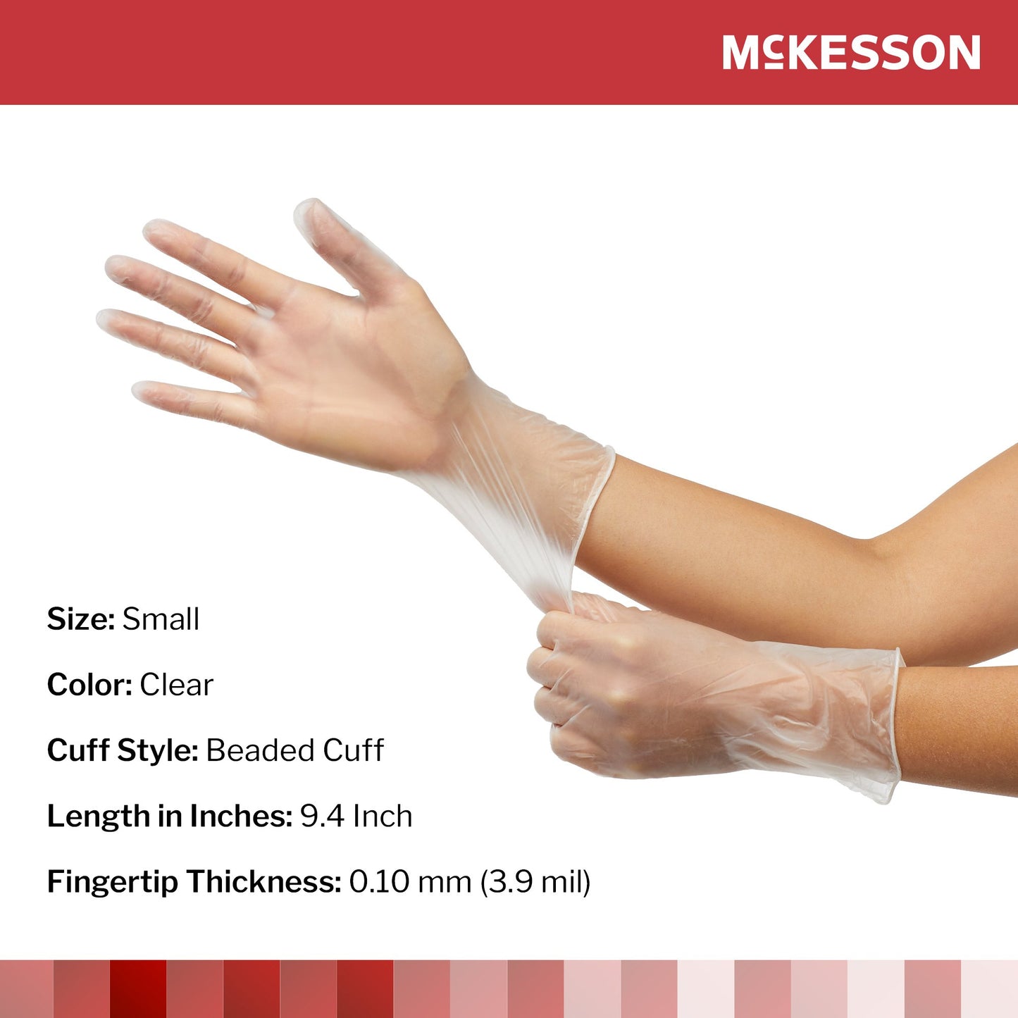 McKesson Confiderm® Vinyl Exam Glove, Small, Clear