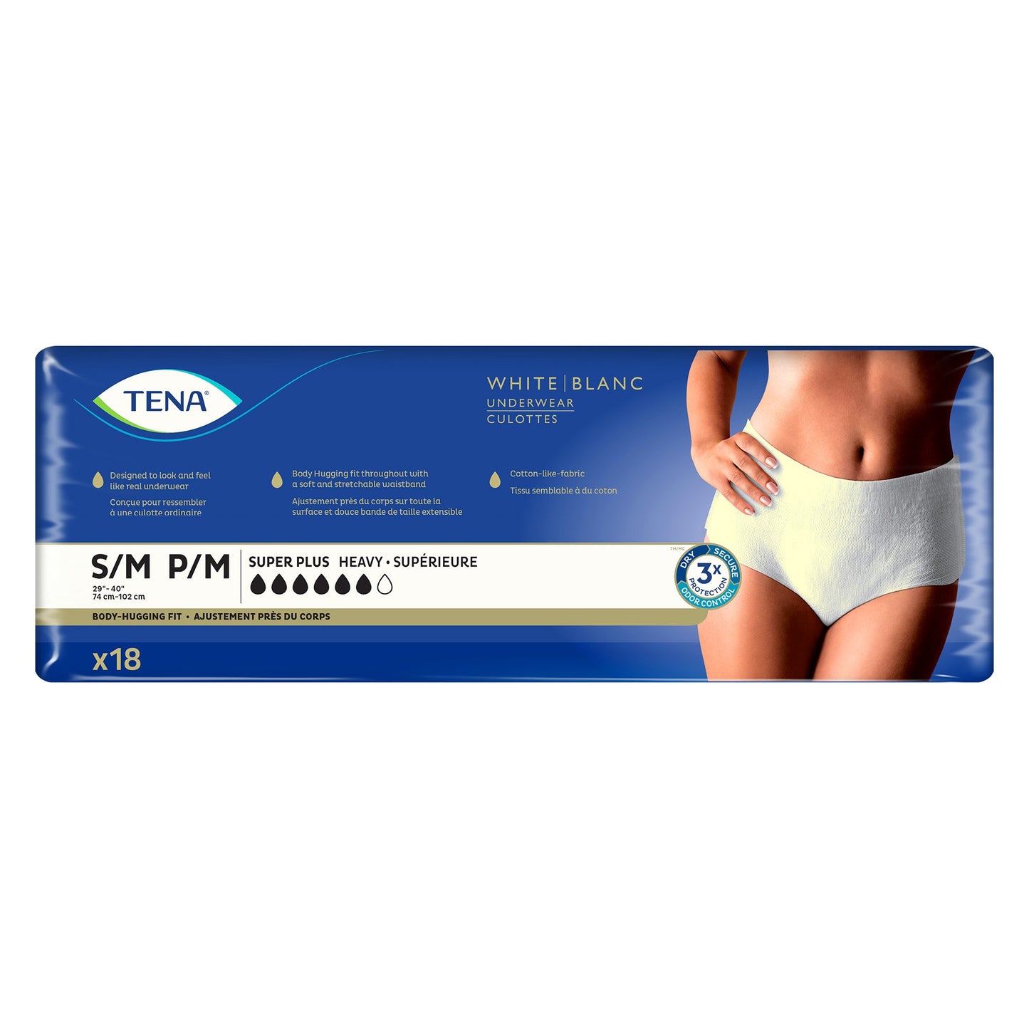 UNDERWEAR, INCONT SUPER PLUS TENA SM/MED (18EA/BG 4BG/CS)