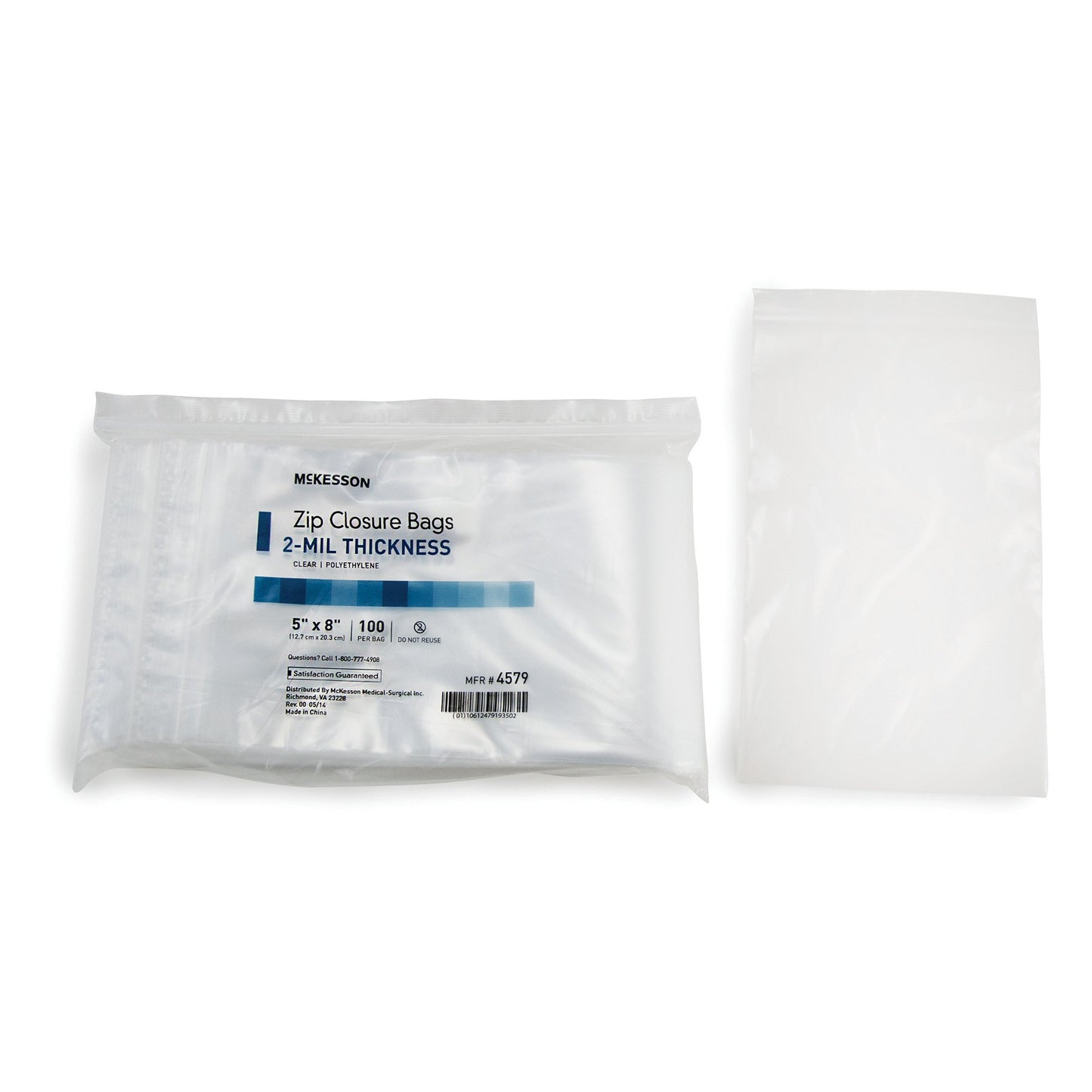 BAG, ZIP LOCK 5"X8" (100/PK 10PK/BX 4BX/CS)