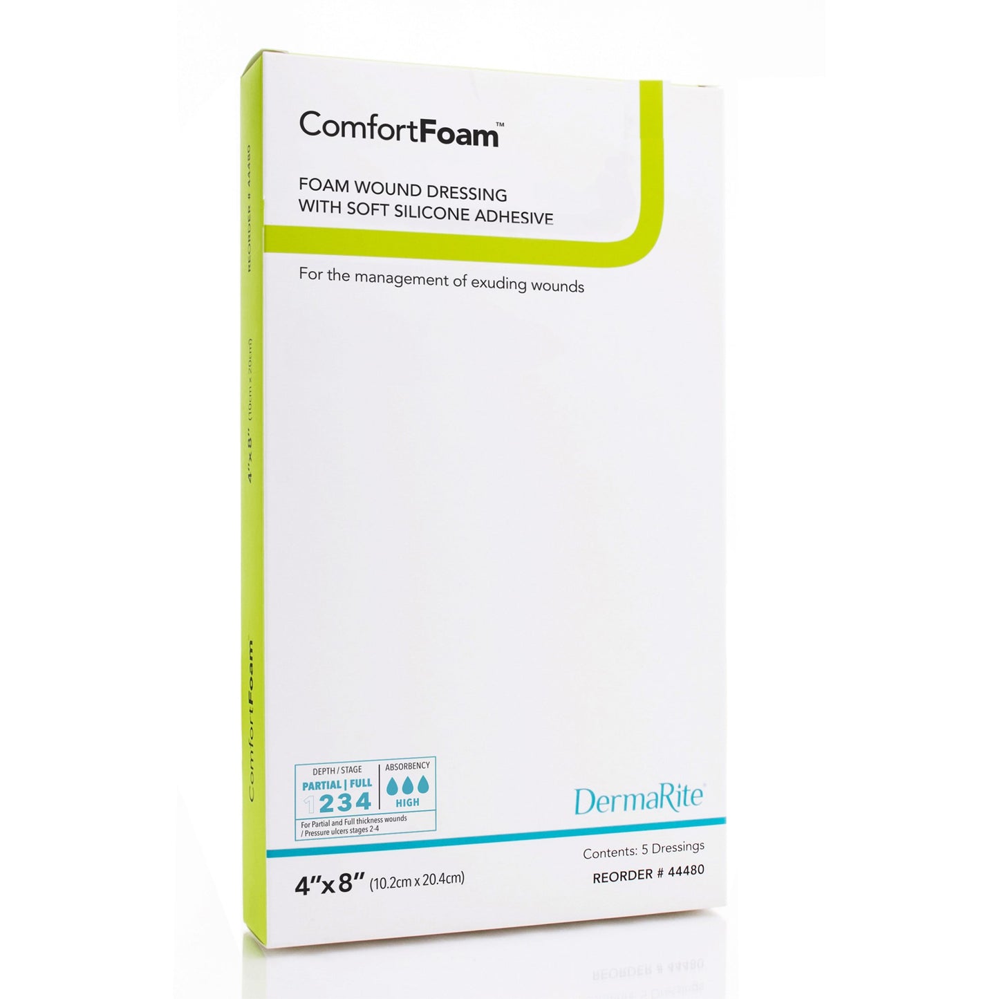 ComfortFoam™ Border Foam Wound Dressing with Silicone Adhesive, 10.2 x 20.4 cm