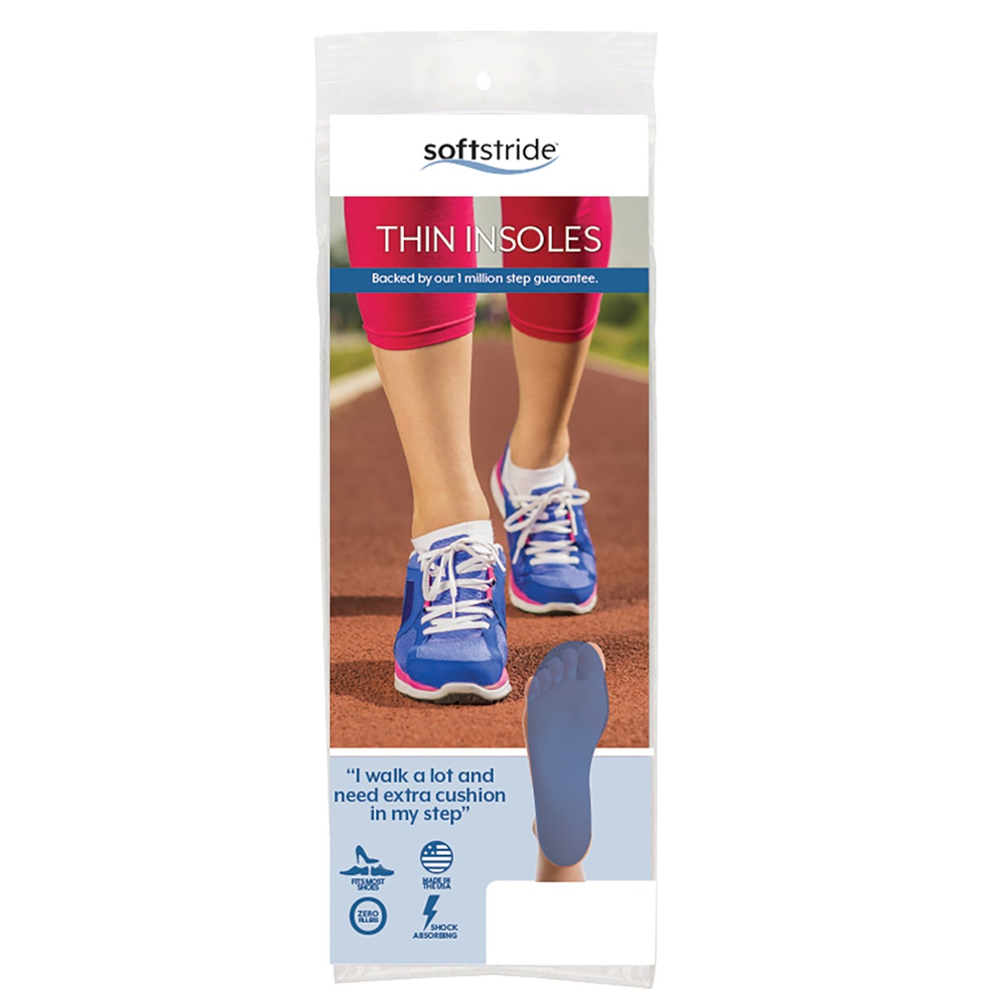 Soft Stride™ Thin Insole Polymer Full Length Insole, Size B