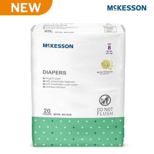 DIAPER, BABY SZ8 46+LBS (20/BG 4BG/CS)