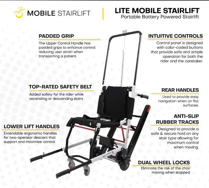 LITE Mobile Stairlift Battery Powered & Portable Stair Wheelchair