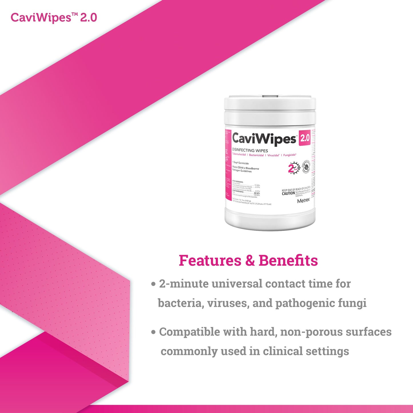 WIPE, WET DISINF CAVIWIPES 65 TOWELETTES 9"X12" (12/CS)