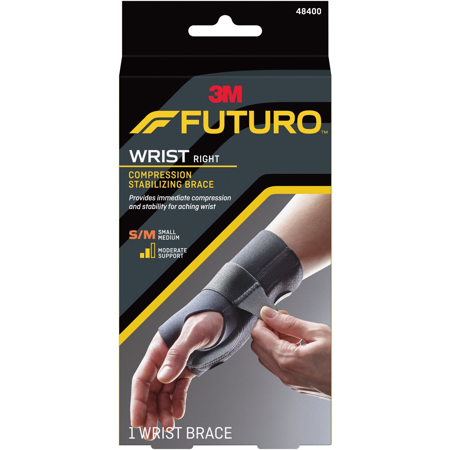 WRIST SUPPORT, COMPRESSION RT HND SM/MED (12/CS) 3M
