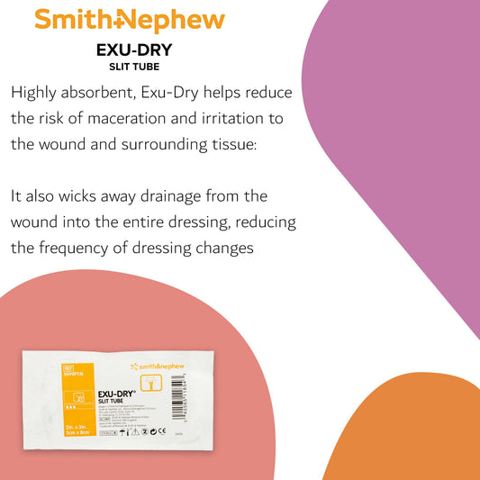 Super Absorbent Dressing EXU-DRY Anti-Shear 2 X 3 Inch Slit Tube