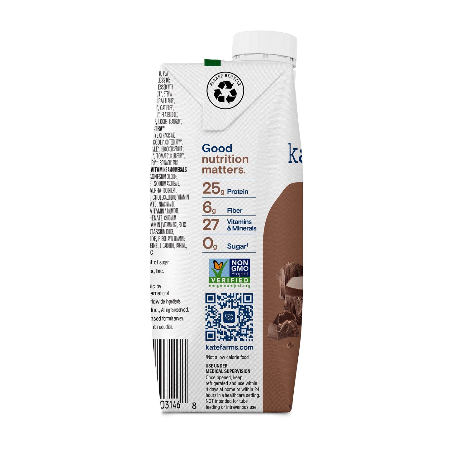 Oral Supplement Kate Farms High Protein Chocolate Flavor Liquid 11 oz. Carton