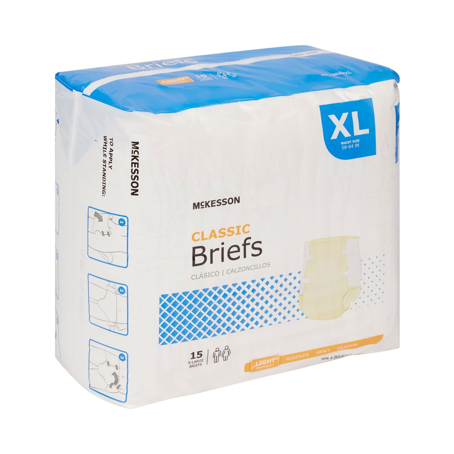 Unisex Adult Incontinence Brief McKesson Classic X-Large Disposable Light Absorbency