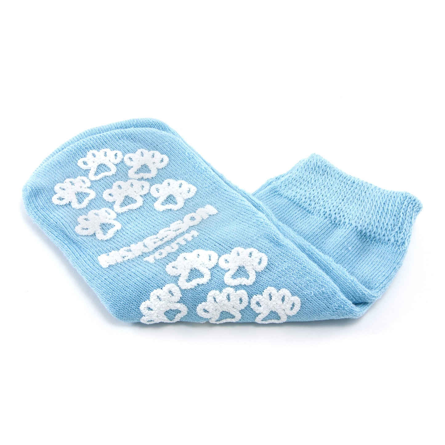 Slipper Socks McKesson Terries Unisex Child Single Tread Single Patient Use Light Blue