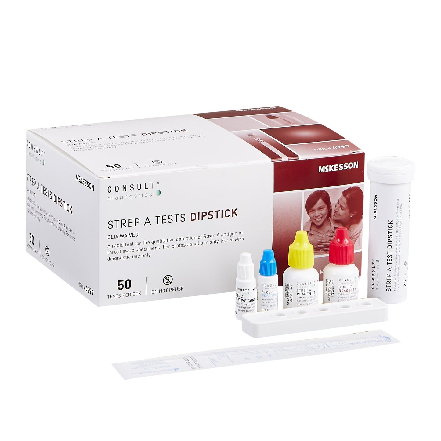 Respiratory Test Kit McKesson Consult Strep A Test 50 Tests CLIA Waived