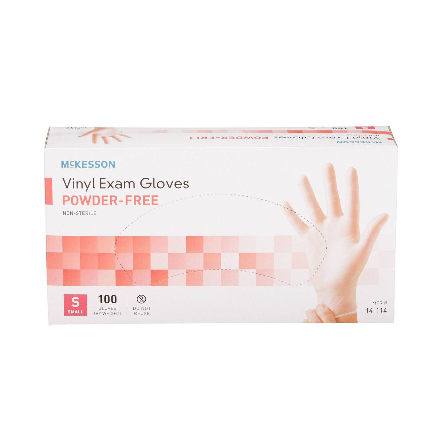 Vinyl Exam Gloves Small NonSterile Clear Smooth Standard Cuff Length 100 per Box
