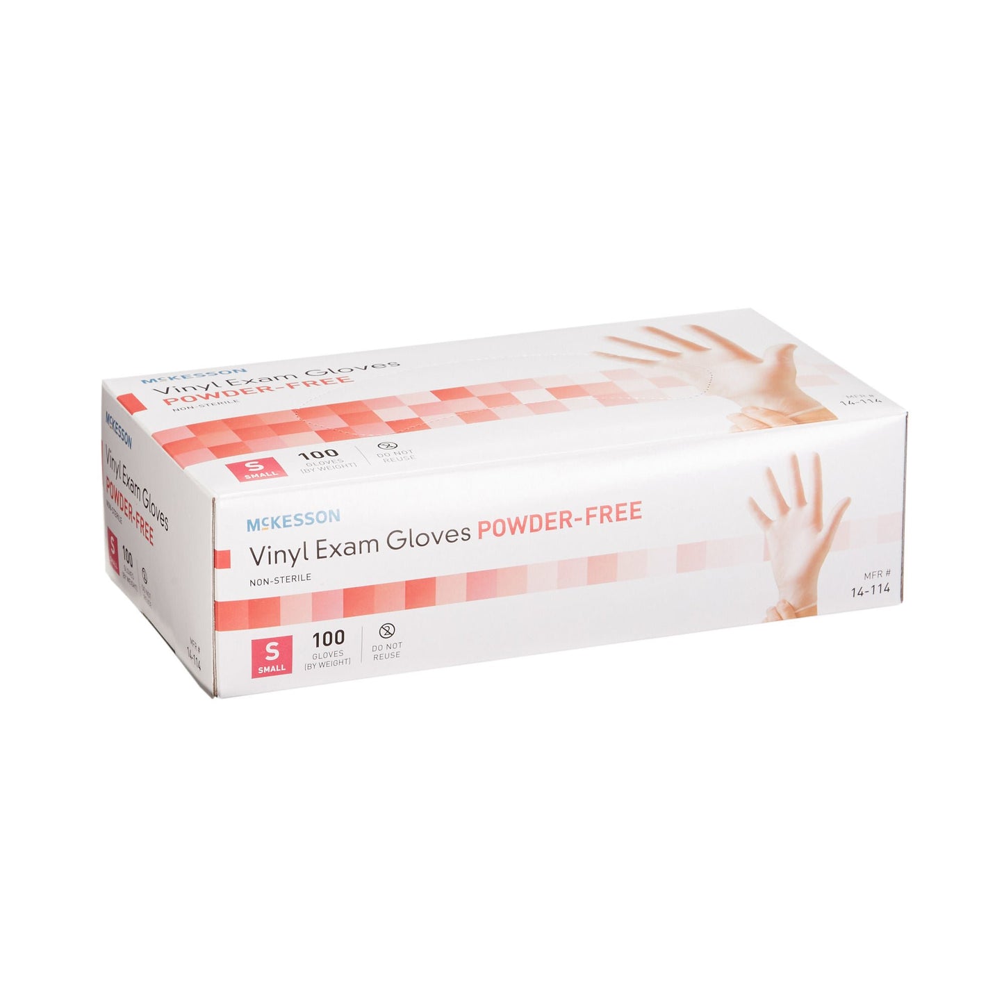 Vinyl Exam Gloves Small NonSterile Clear Smooth Standard Cuff Length 100 per Box