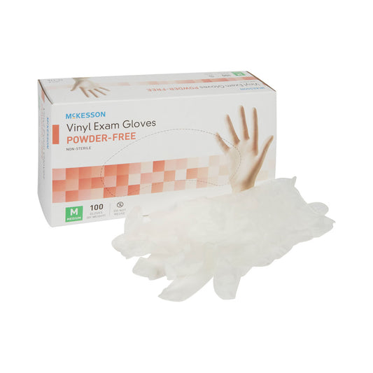Vinyl Exam Gloves Medium NonSterile Smooth Clear 100 per Box