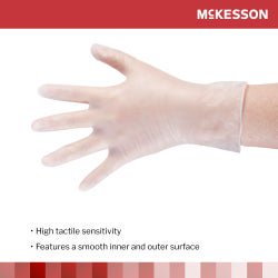 McKesson Vinyl Exam Gloves X-Large NonSterile Clear Smooth Standard Cuff Length 100 per Box