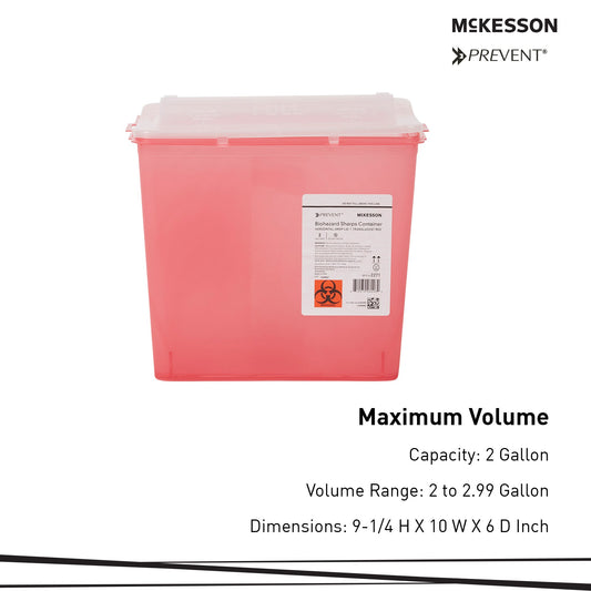 McKesson Prevent® Sharps Container, 2 Gallon, 9-1/4 x 10 x 6 Inch