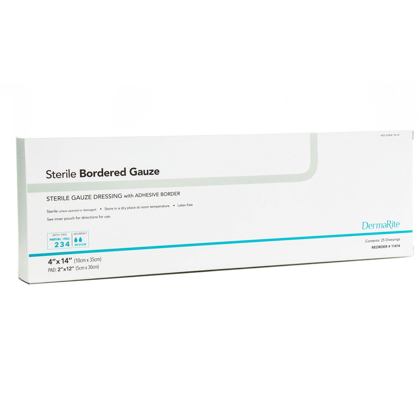 DermaRite® Sterile Gauze Adhesive Dressing, 4 x 14 inch
