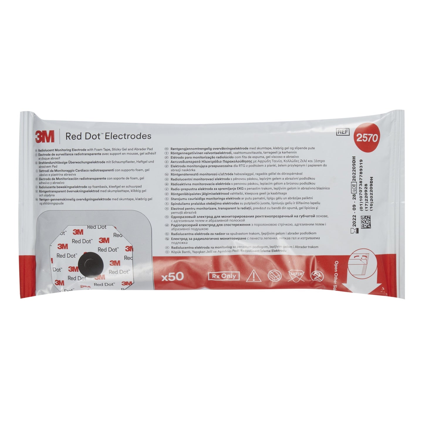 ECG Monitoring Electrode with Abrader 3M Red Dot Snap Connector Sticky Gel Foam Backing Adult Radiolucent