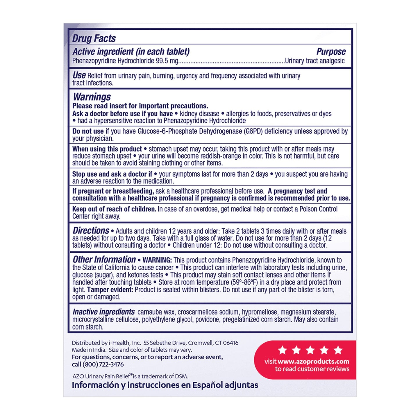 AZO STANDARD, TAB 95MG (30/BX)