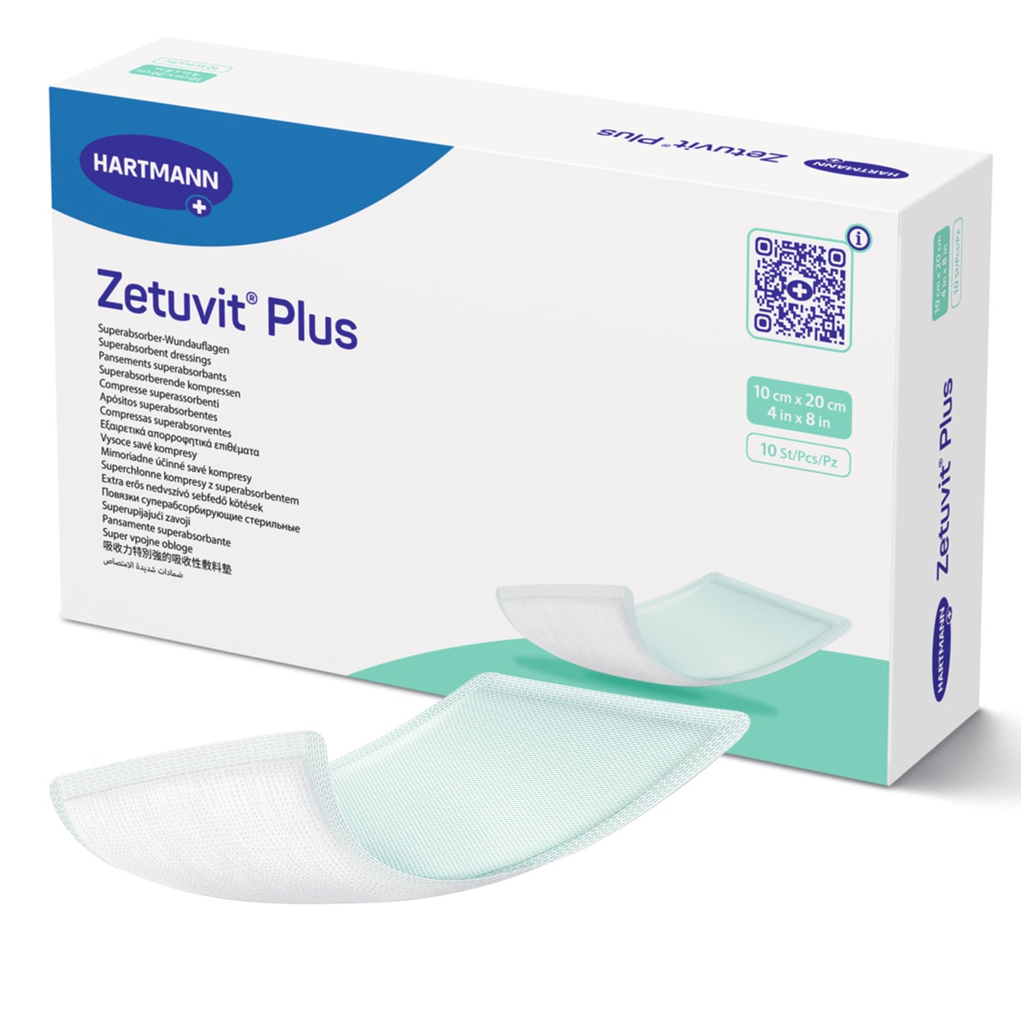 DRESSING, WOUND ZETUVIT PLUS W/SAP 4"X8" (10/BX)