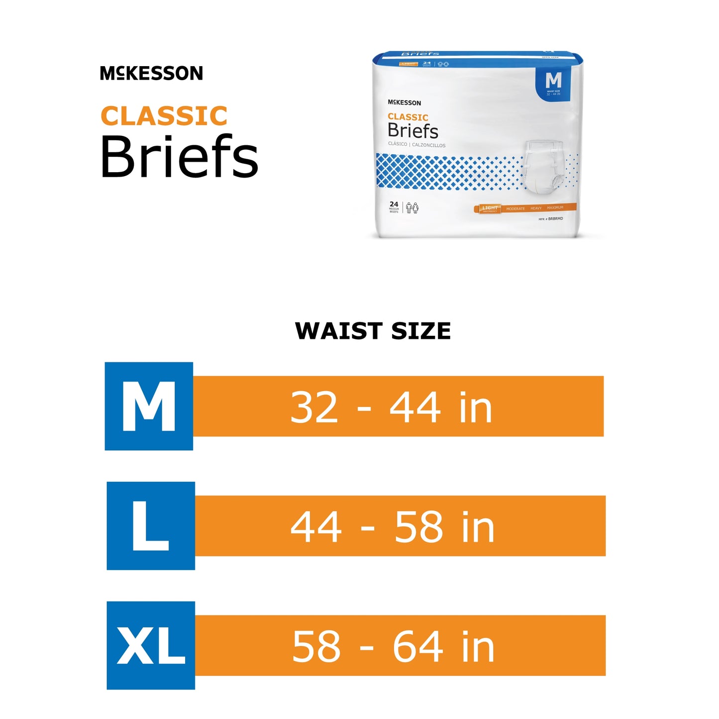 Unisex Adult Incontinence Brief McKesson Classic Large Disposable Light Absorbency