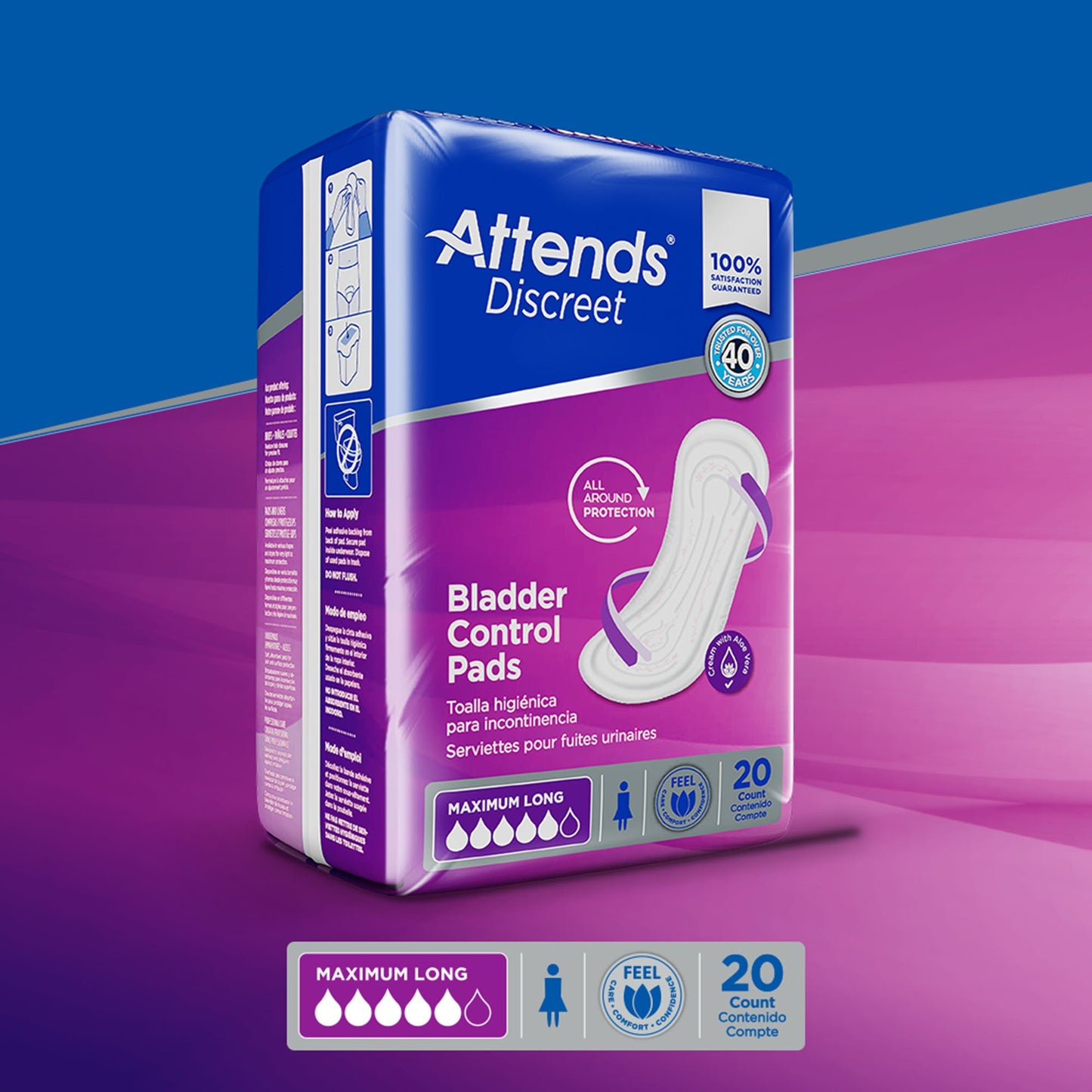 Attends® Discreet Women's Maximum Long Bladder Control Pad, 14.5-Inch Length