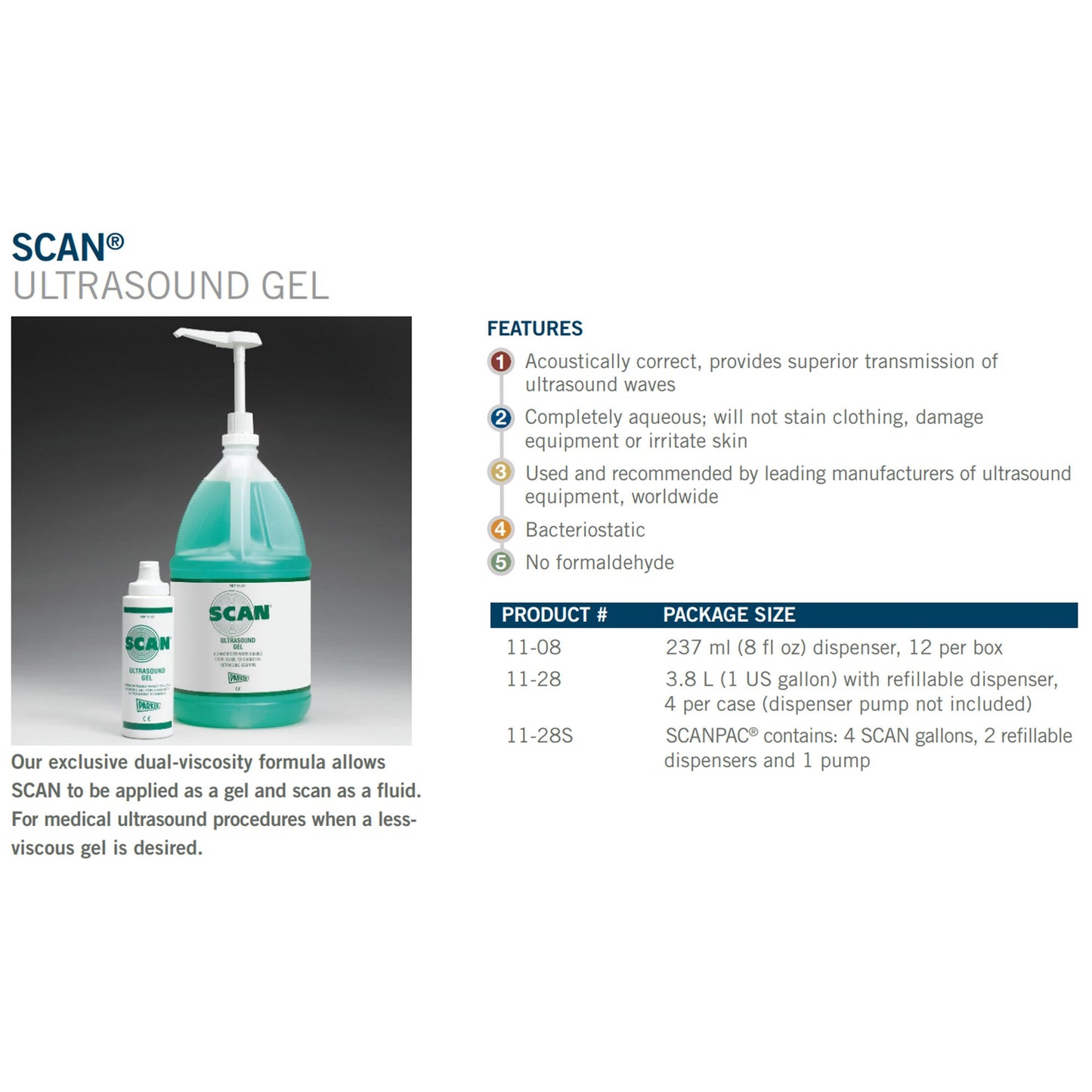 Ultrasound Gel Scan Medium Viscosity 1 gal. Bottle NonSterile