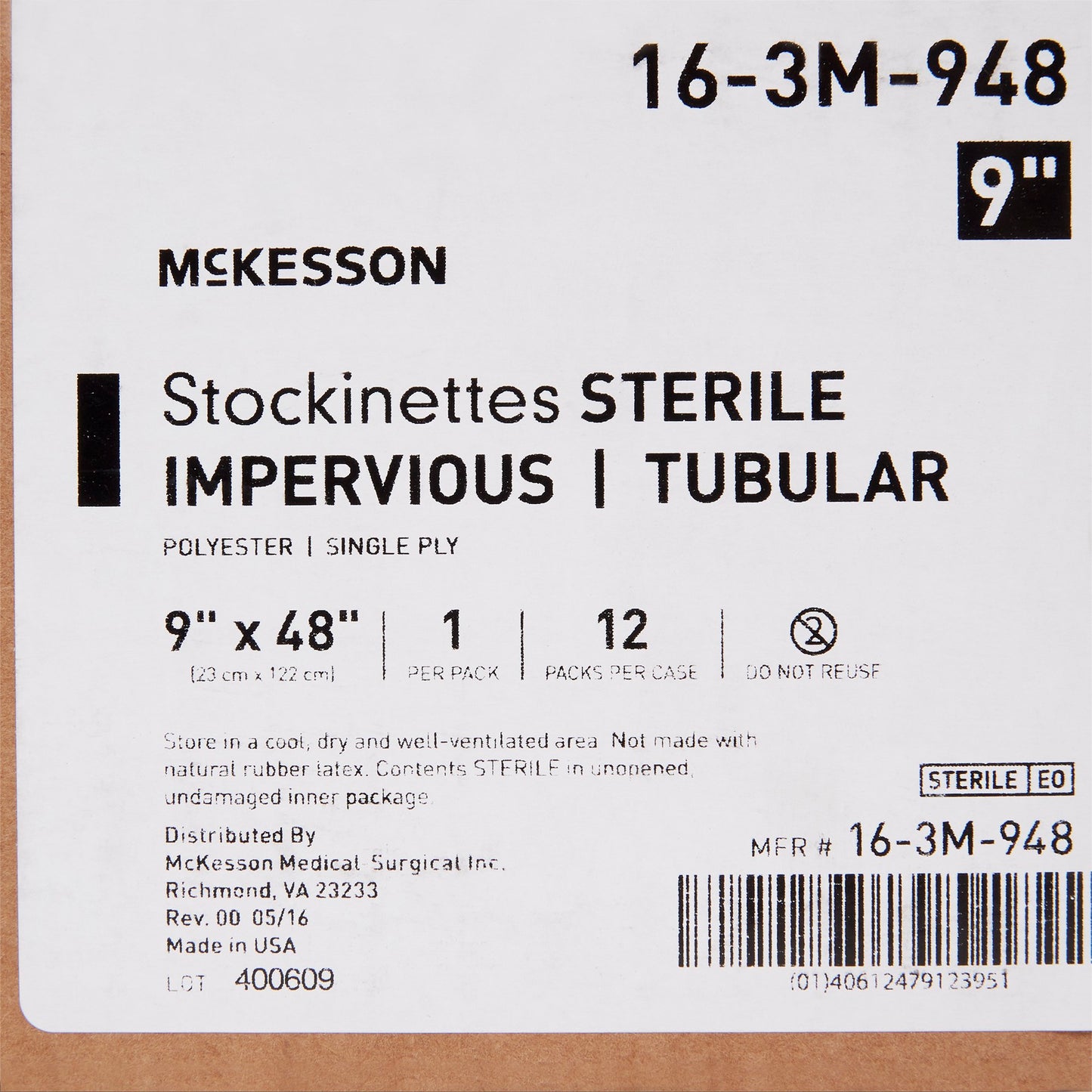 McKesson Impervious Surgical Stockinette, 9 x 48 Inch