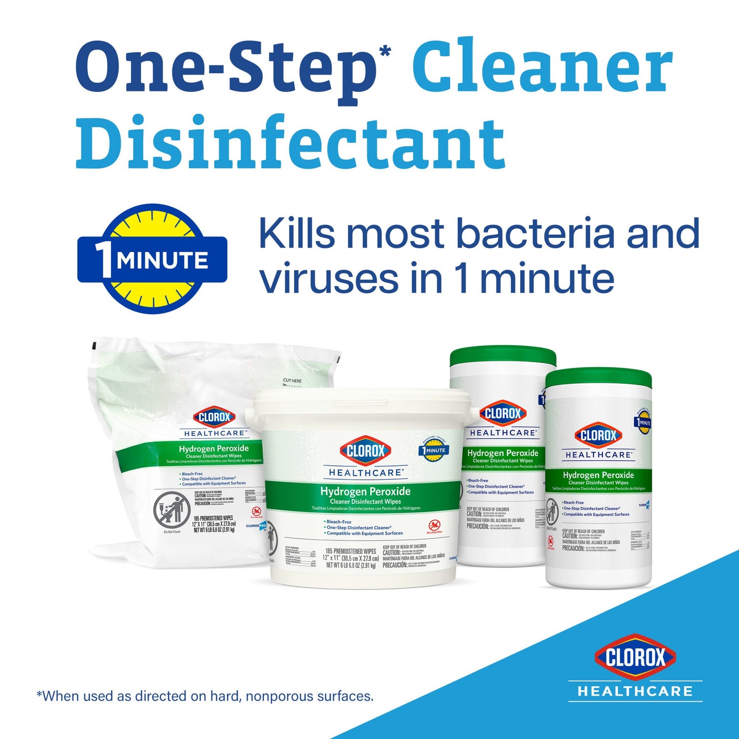 WIPE, WET CLOROX HYDROGEN PEROXIDE 12X11" (185/CT 2CT/CS)