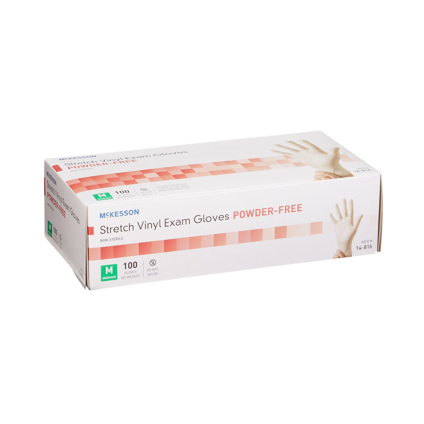 McKesson Stretch Vinyl Exam Gloves Medium NonSterile Ivory Smooth Standard Cuff Length 100 per Box