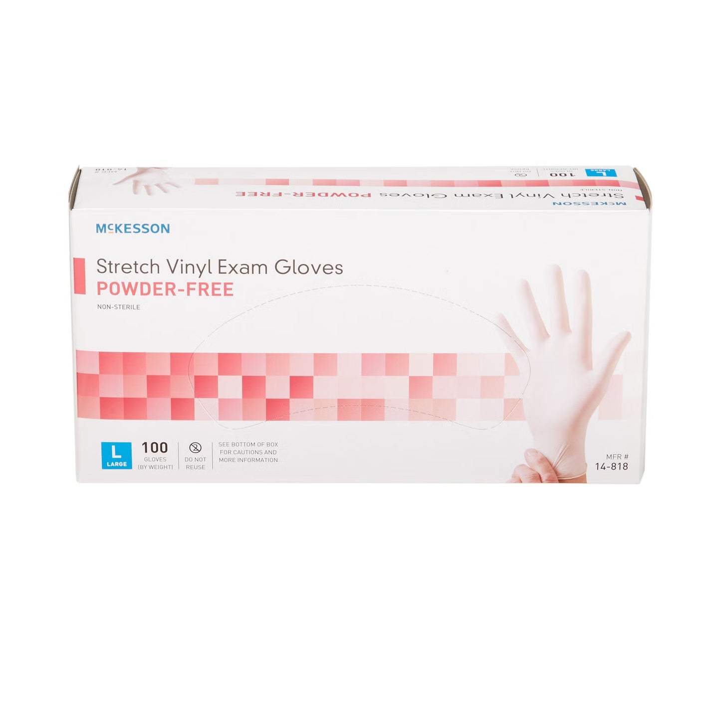 Stretch Vinyl Exam Gloves Large NonSterile Smooth Ivory 100 Count