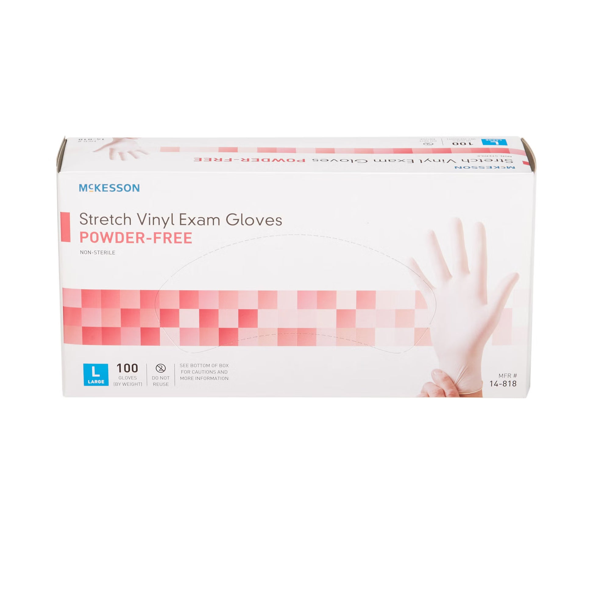 Stretch Vinyl Exam Gloves Large NonSterile Smooth Ivory 100 Count