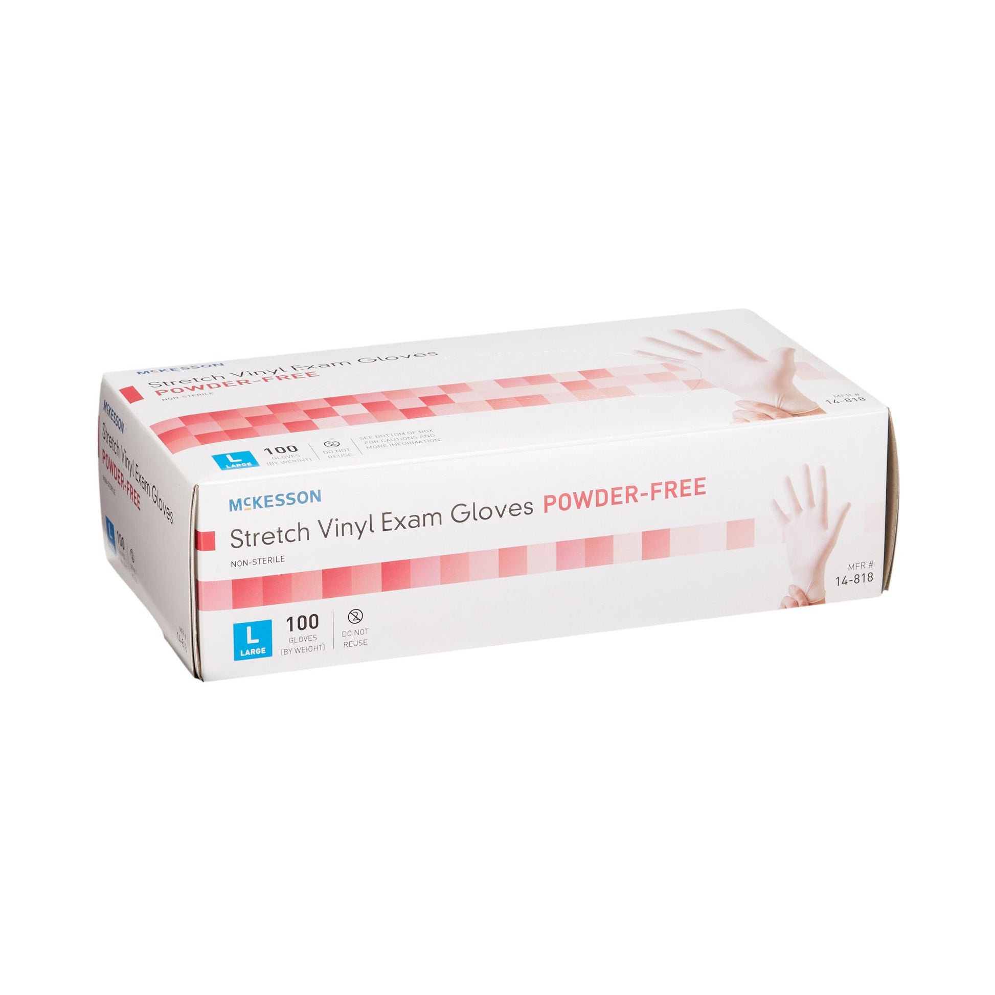 Stretch Vinyl Exam Gloves Large NonSterile Smooth Ivory 100 Count
