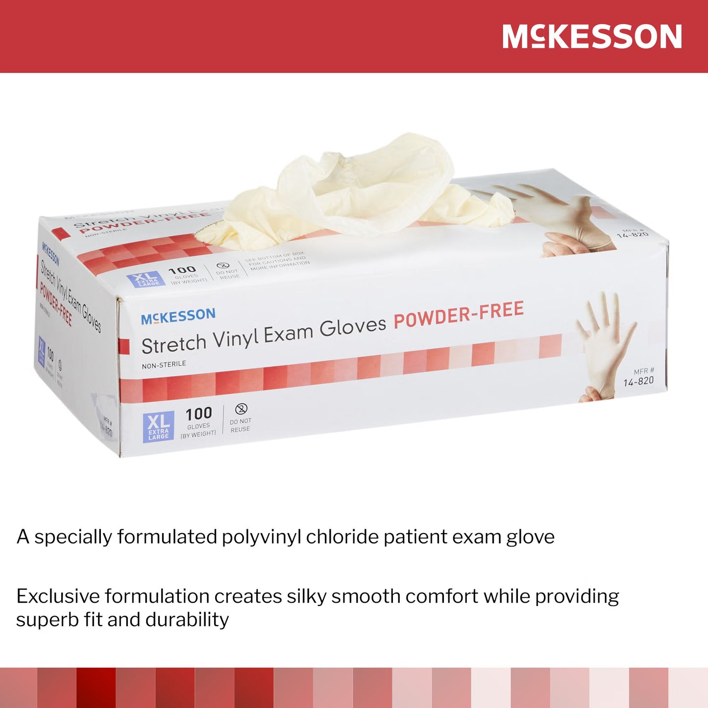 McKesson Stretch Vinyl Exam Gloves X-Large NonSterile Smooth Ivory Not Rated 100 per Box