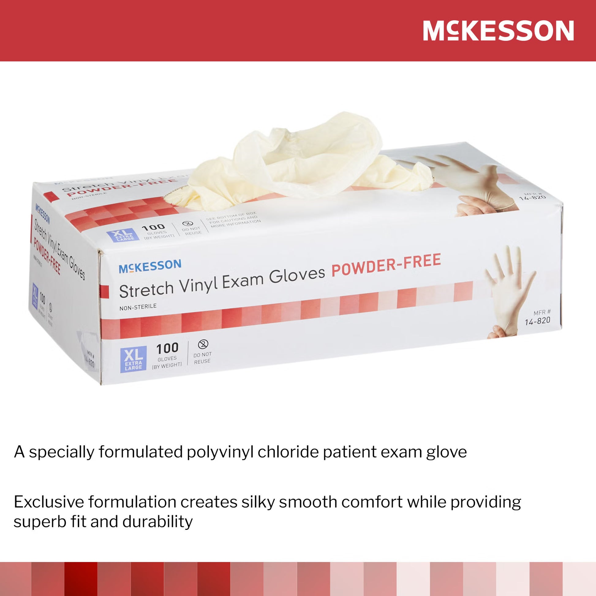 McKesson Stretch Vinyl Exam Gloves X-Large NonSterile Smooth Ivory Not Rated 100 per Box