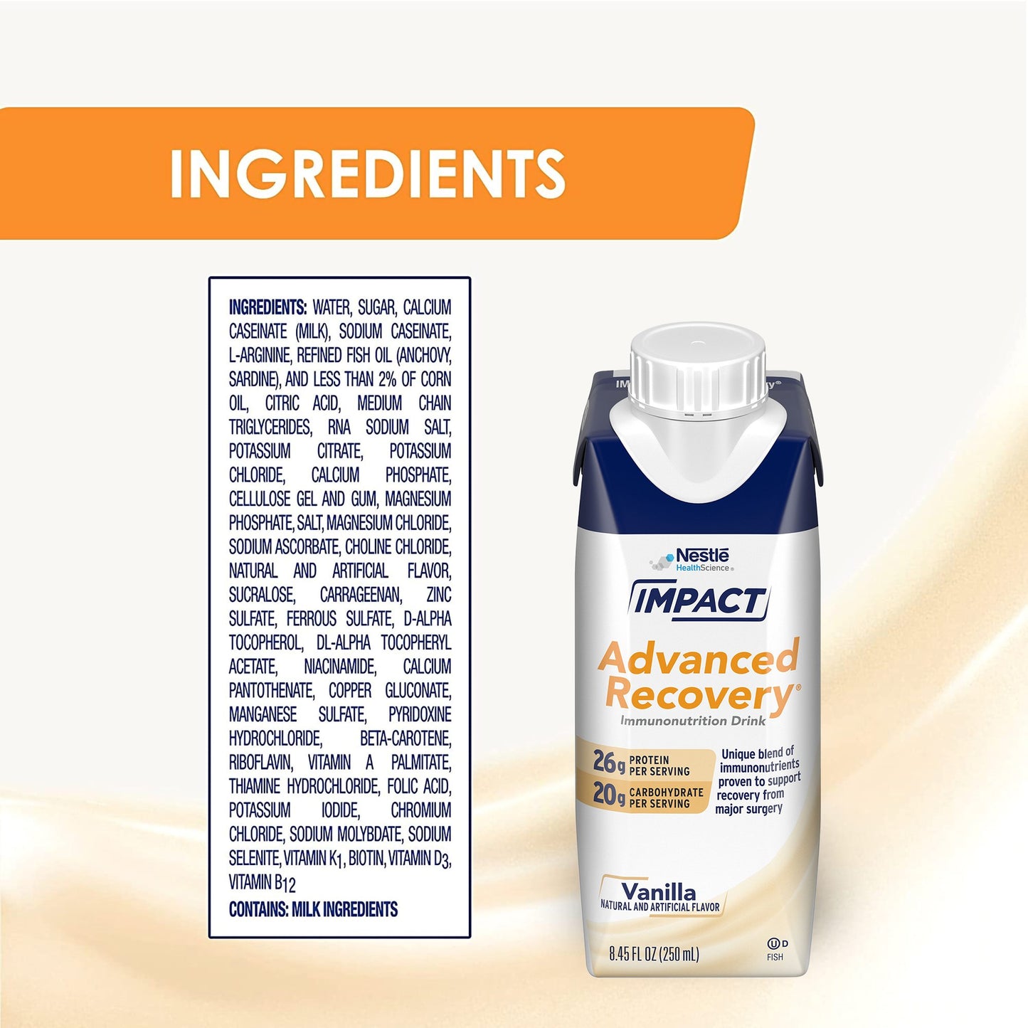 Impact Advanced Recovery® Vanilla Immunonutrition Drink, 8.45-ounce Carton
