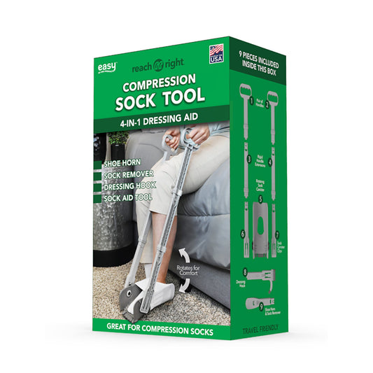 Reach Right Compression Sock Aid Device, Long Shoe Horn, Dressing Hook
