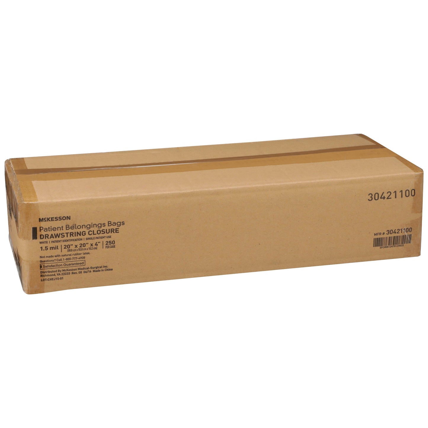 Patient Belongings Bag McKesson 4 X 20 X 20 Inch Polyethylene Drawstring Closure White