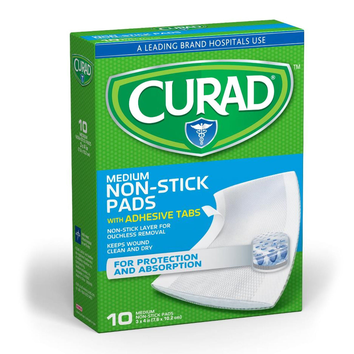 Non-Adherent Dressing with Adhesive Curad 3 X 4 Inch Sterile 10 per Pack (120/CS)