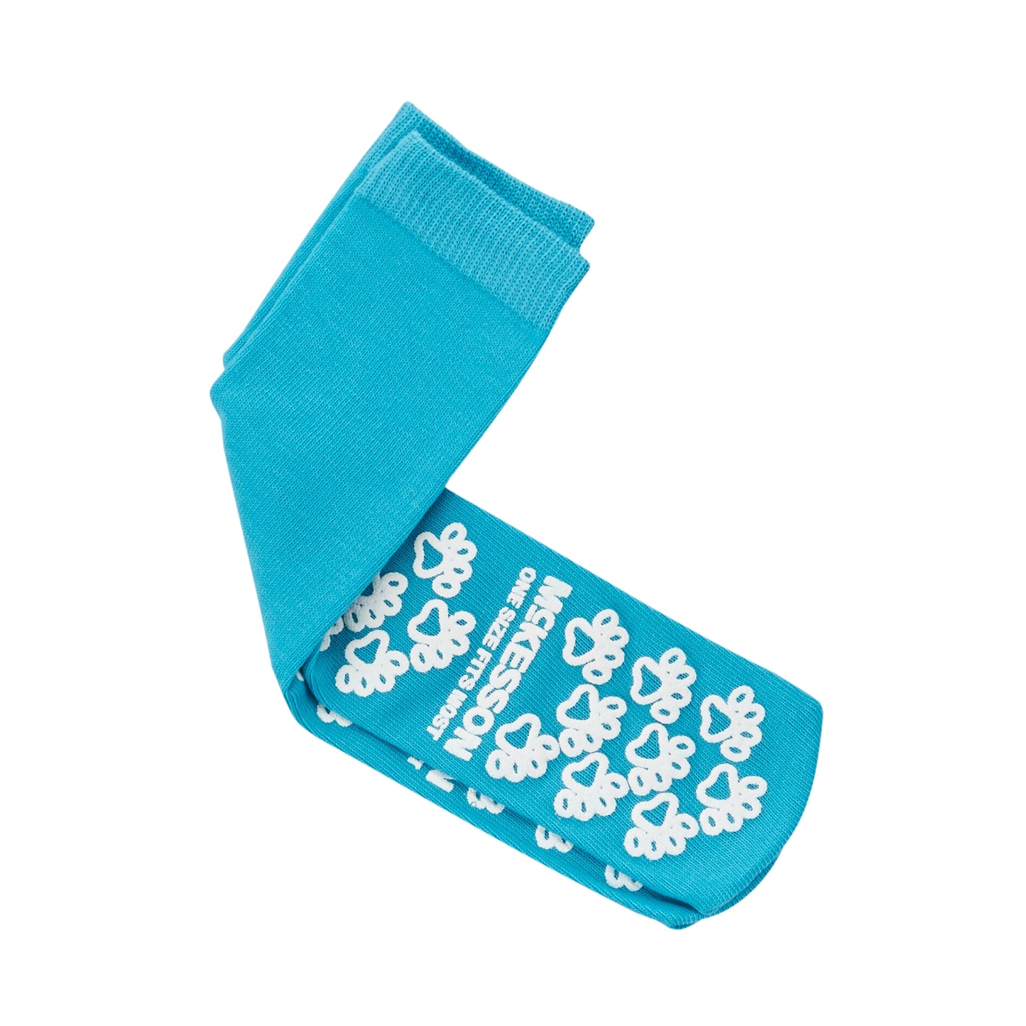 Slipper Socks McKesson Paw Prints Unisex Adult One Size Fits Most Single Tread Single Patient Use Teal