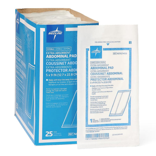 Abdominal Pad Medline 5 X 9 Inch Sterile