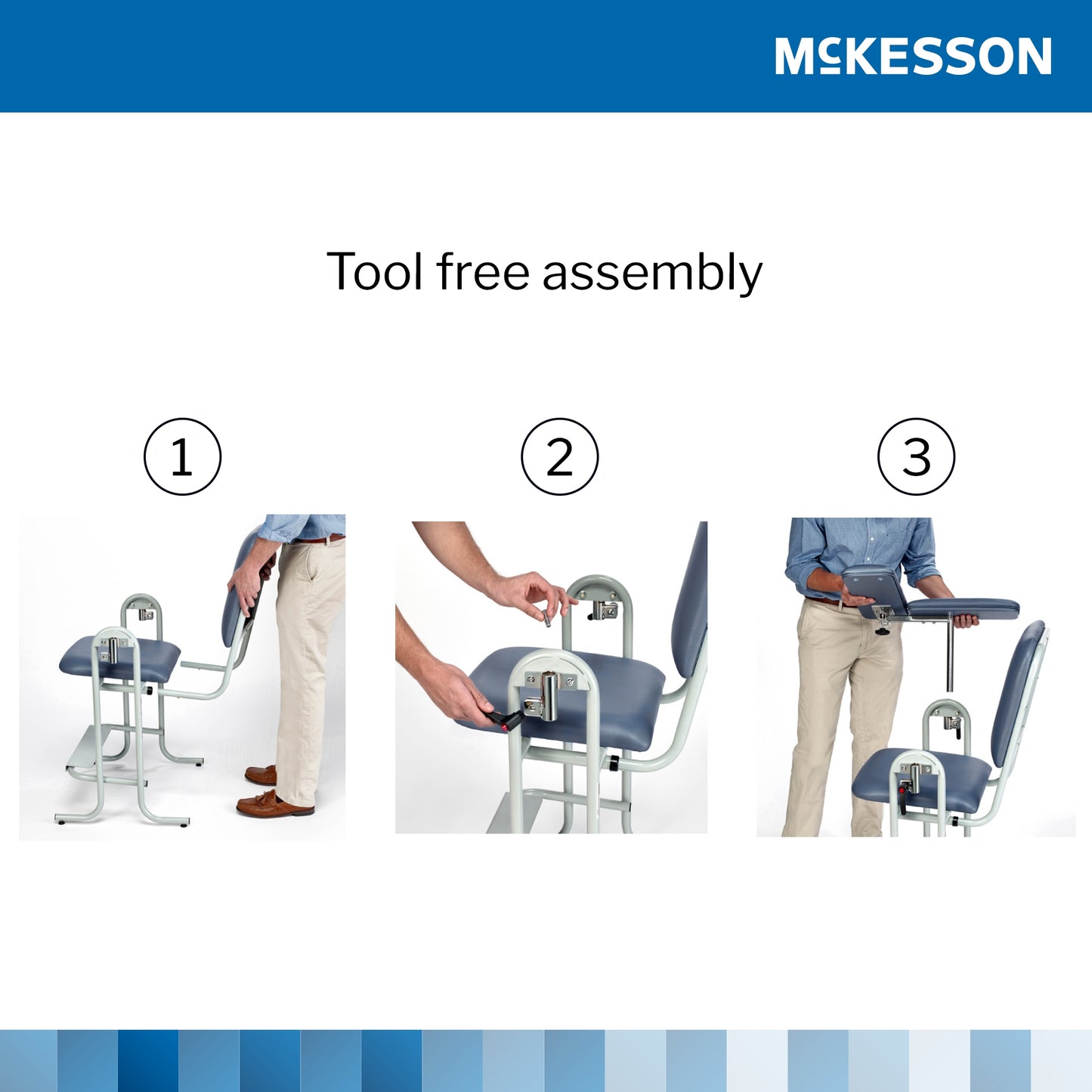 Blood Drawing Chair McKesson 1 Straight Arm / 1 Flip Up Arm Blue