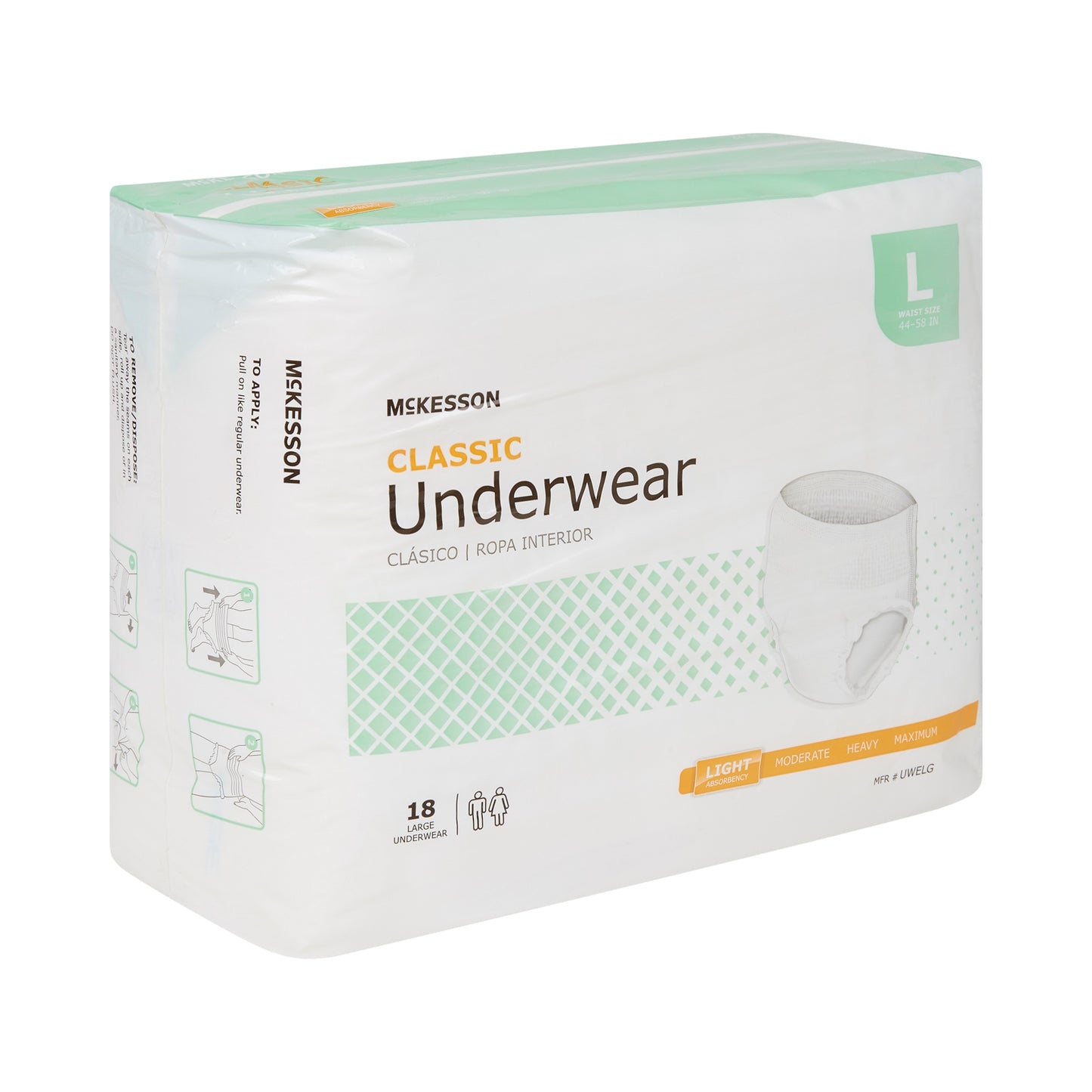 Unisex Adult Absorbent Underwear McKesson Classic Pull On with Tear Away Seams Large Disposable Light Absorbency