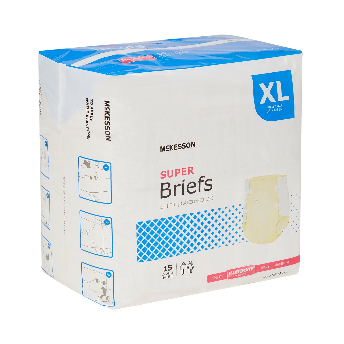 Unisex Adult Incontinence Brief McKesson X-Large Disposable Moderate Absorbency