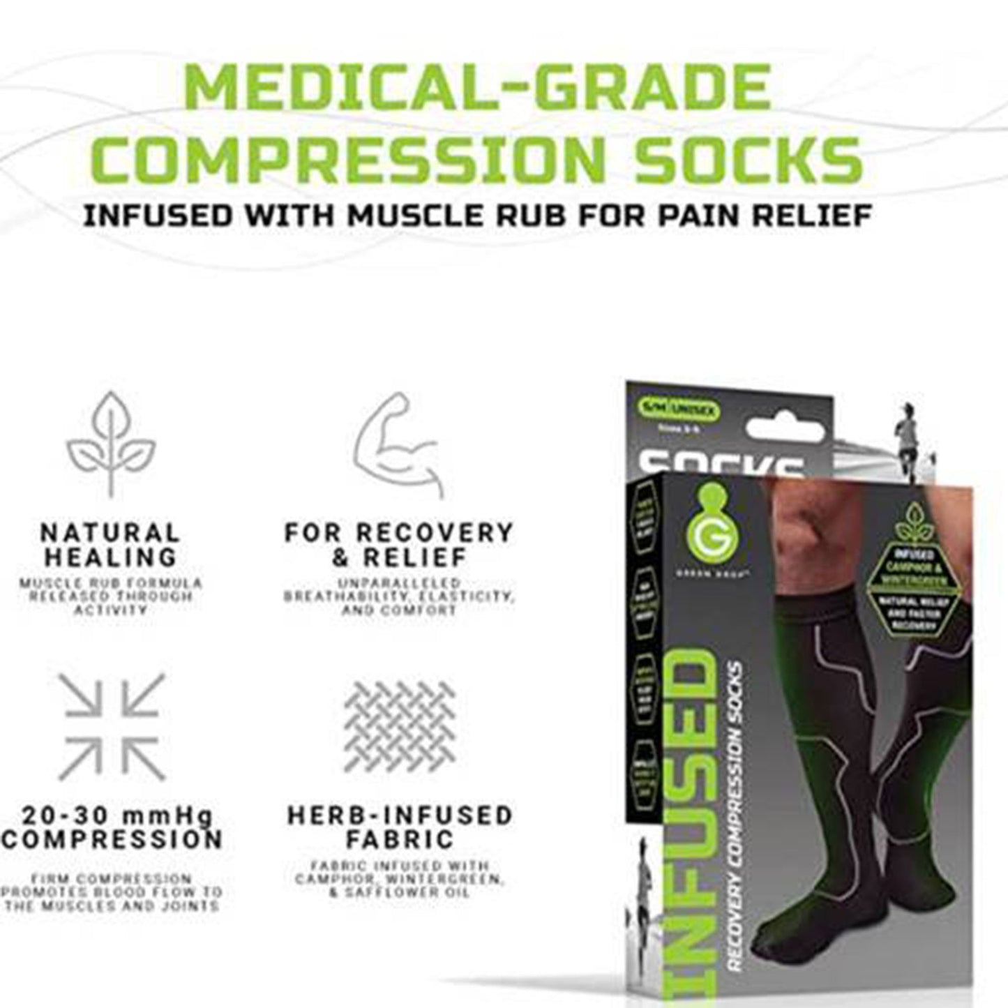 SOCKS, KNEE-HI COMPRSN INFUSEDLG/XLG (48PR/CS)