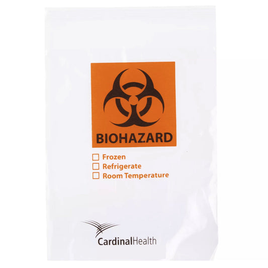 Cardinal™ Specimen Transport Bag, Biohazard Pictogram, Zip Closure, 6 x 9 Inch