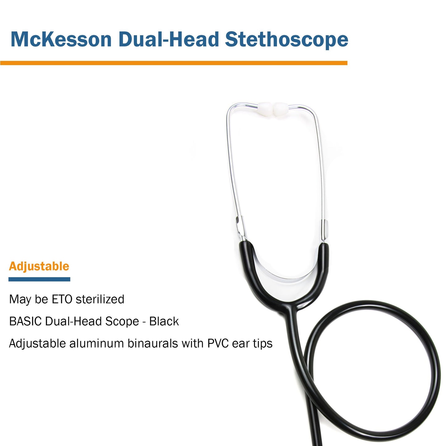 STETHOSCOPE, DUAL HEAD BLK (10/BX 5BX/CS)