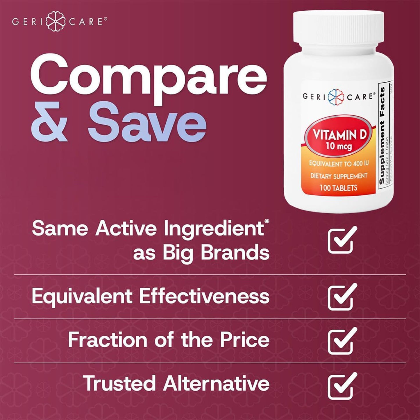 VITAMIN D, TAB 10MCG 400IU (100/BT)