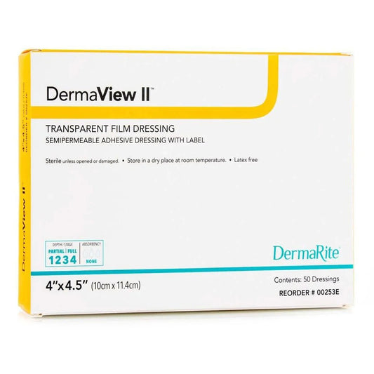 DermaView II™ Transparent Film Dressing with Border, 4 x 4.5 Inch