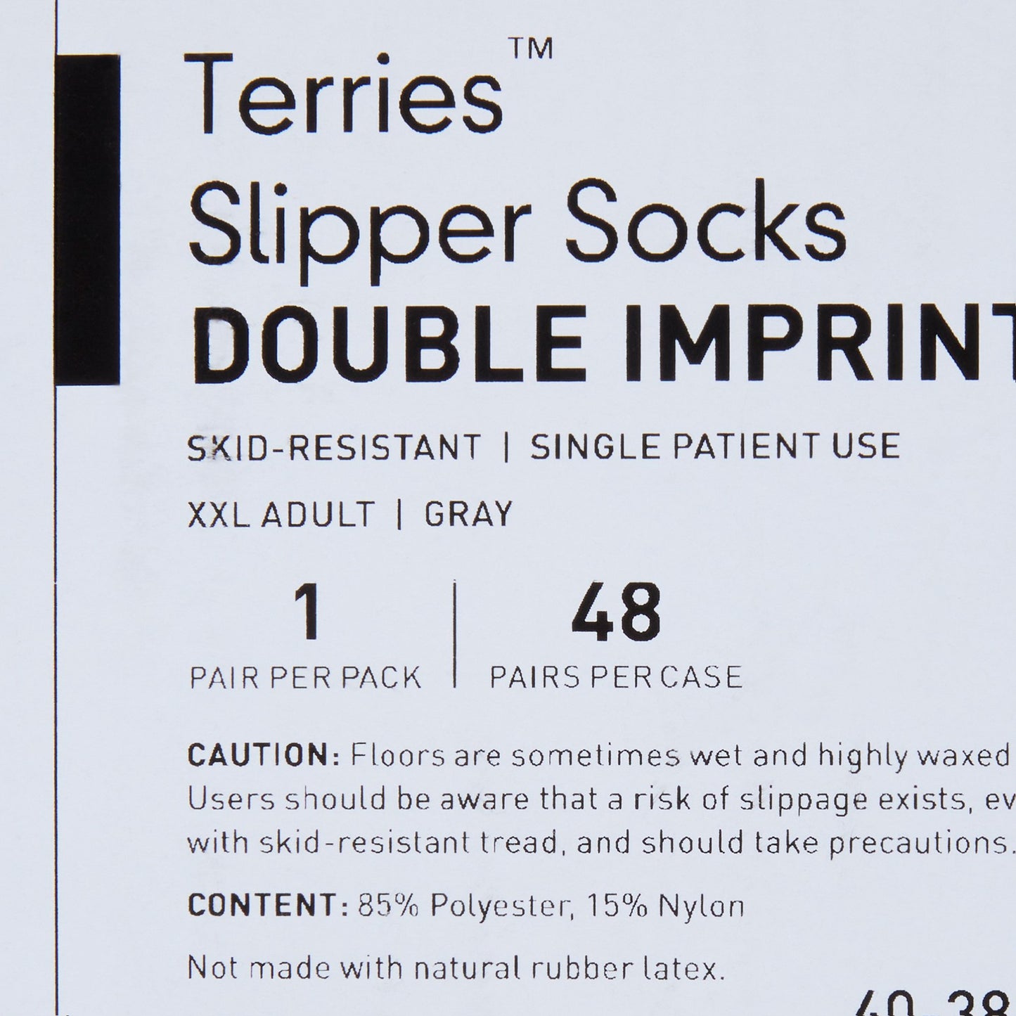 Slipper Socks McKesson Terries Unisex Adult 2X-Large Double Tread Single Patient Use Gray