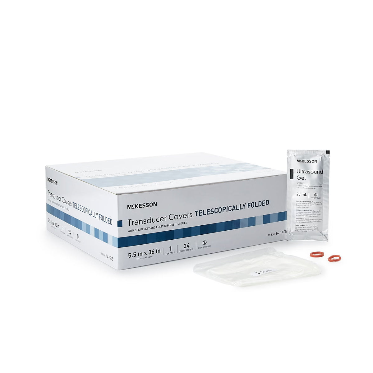 McKesson Telescopically Folded Transducer Cover, 5.5 x 36 Inch